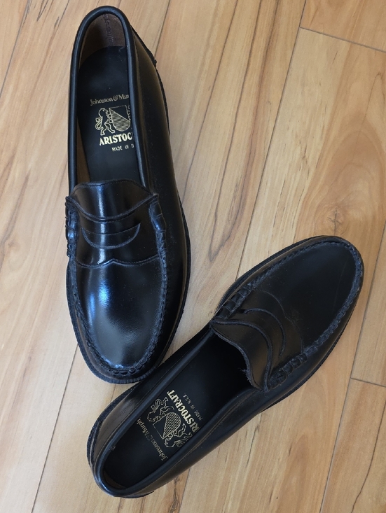 Johnston & Murphy Other - Johnston & Murphy ARISTOCRAFT Vintage Black Leather Penny Loafers Mens 9